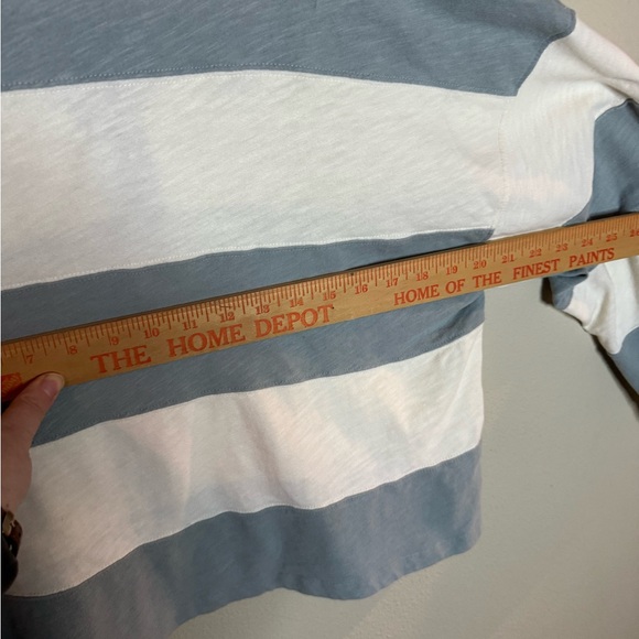 Marine Layer Blue Cream Striped Rugby Top Medium - Picture 8 of 8